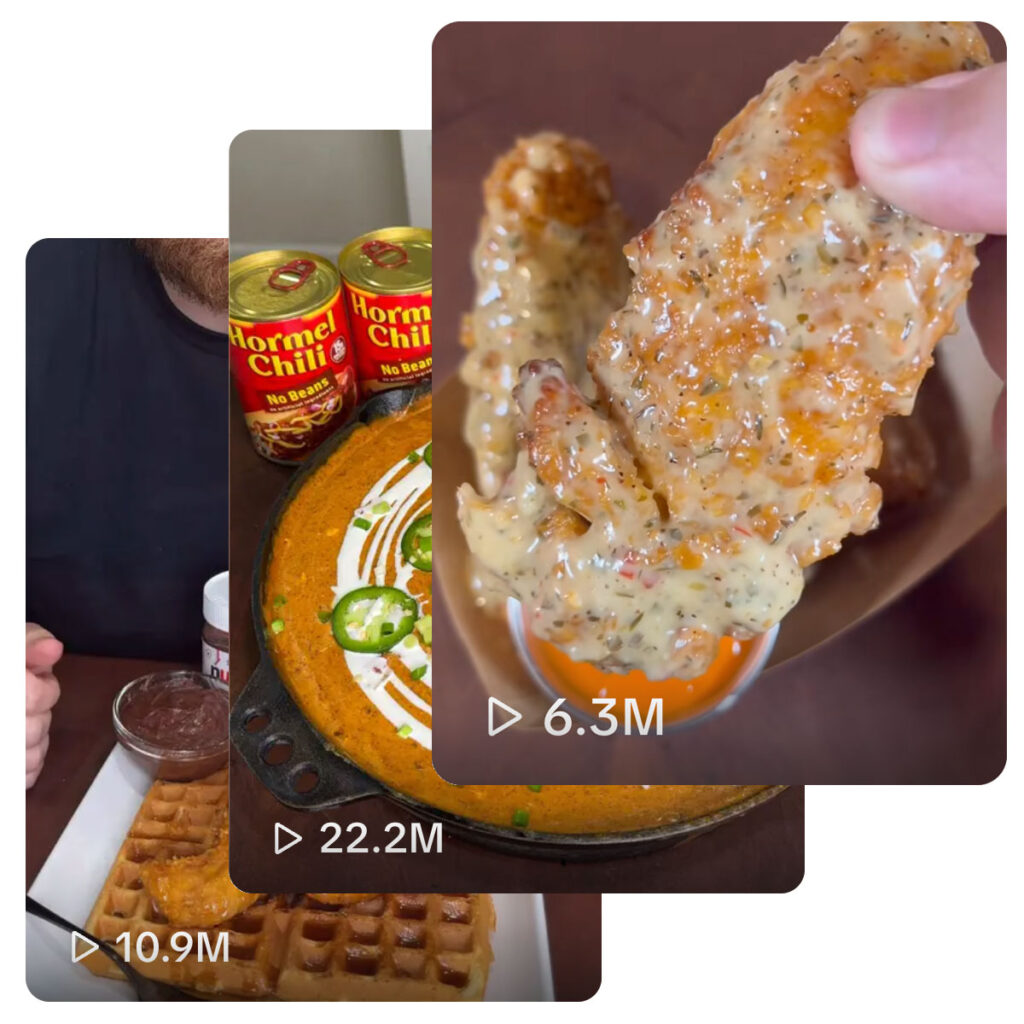 Screenshot of three viral recipes on TikTok