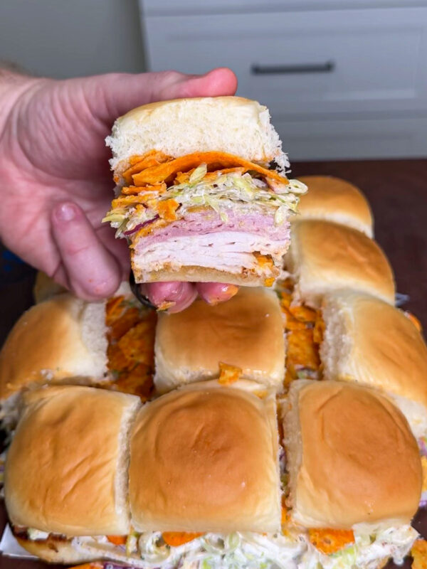 deli meat slider with Italian grinder salad