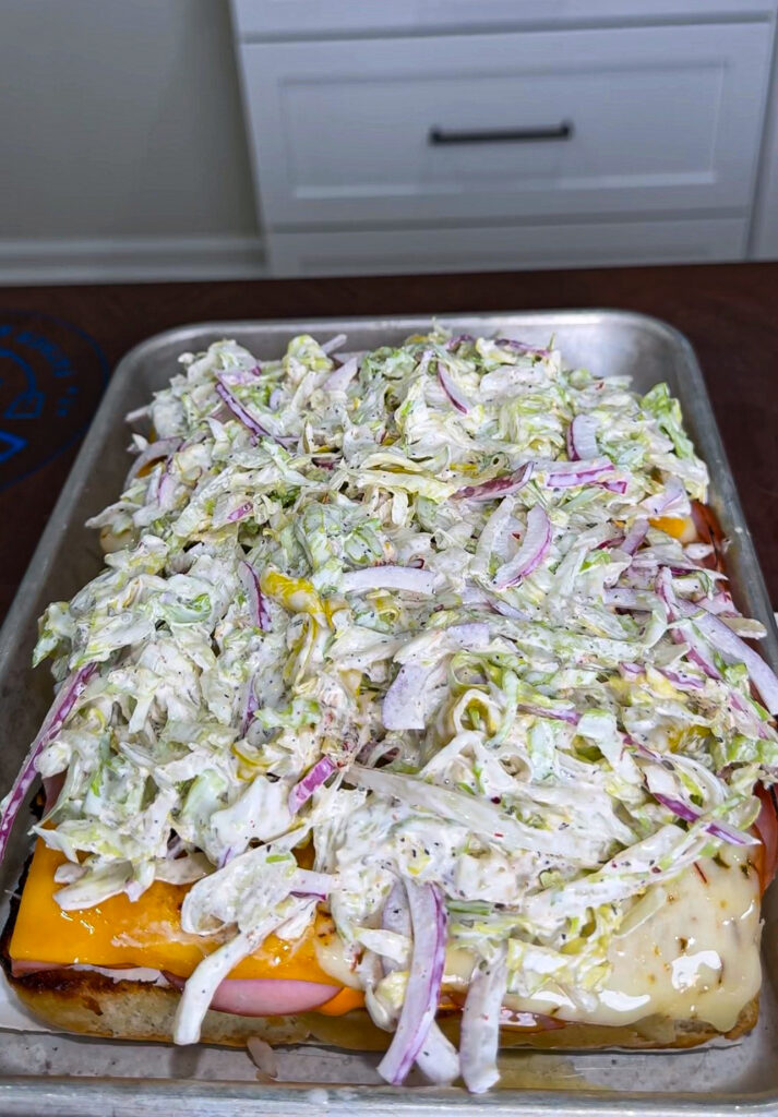 deli meat slider with Italian grinder salad