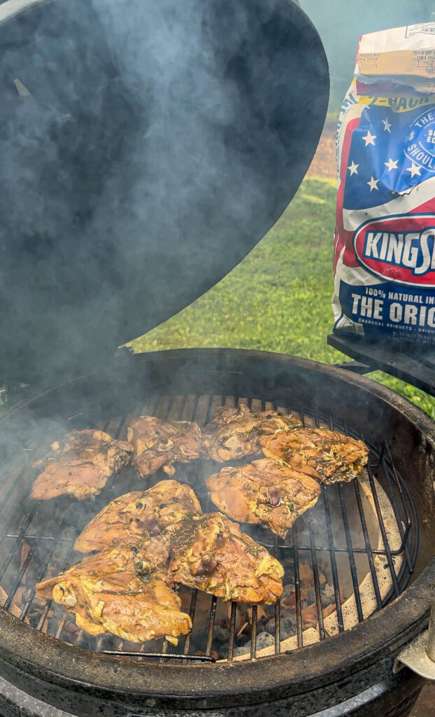 Smoky grilled chicken thighs